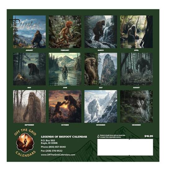 Настенный календарь 2025 года «Легенды снежного человека» Ежемесячный календарь-планировщик Подвесной календарь с иллюстрациями снежного человека для любителей приключений