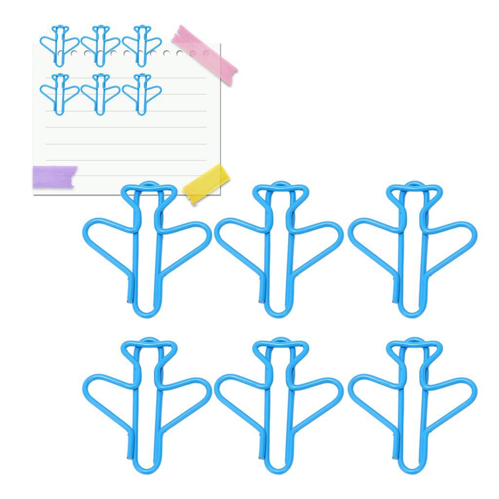 100Pcs Cute Paper Clips Plane Shape Design Covered Wire Bright Color Paperclips for Scrapbook Card Papercraft