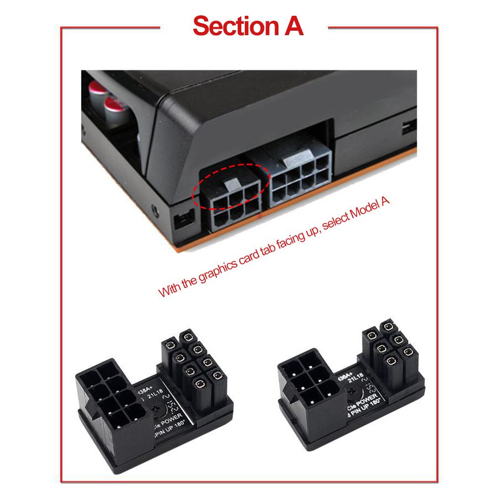 ATX GPU VGA PCIe 8-контактный 6-контактный разъем U с углом 90/180 градусов Плата адаптера питания для настольной видеокарты Графический адаптер GPU