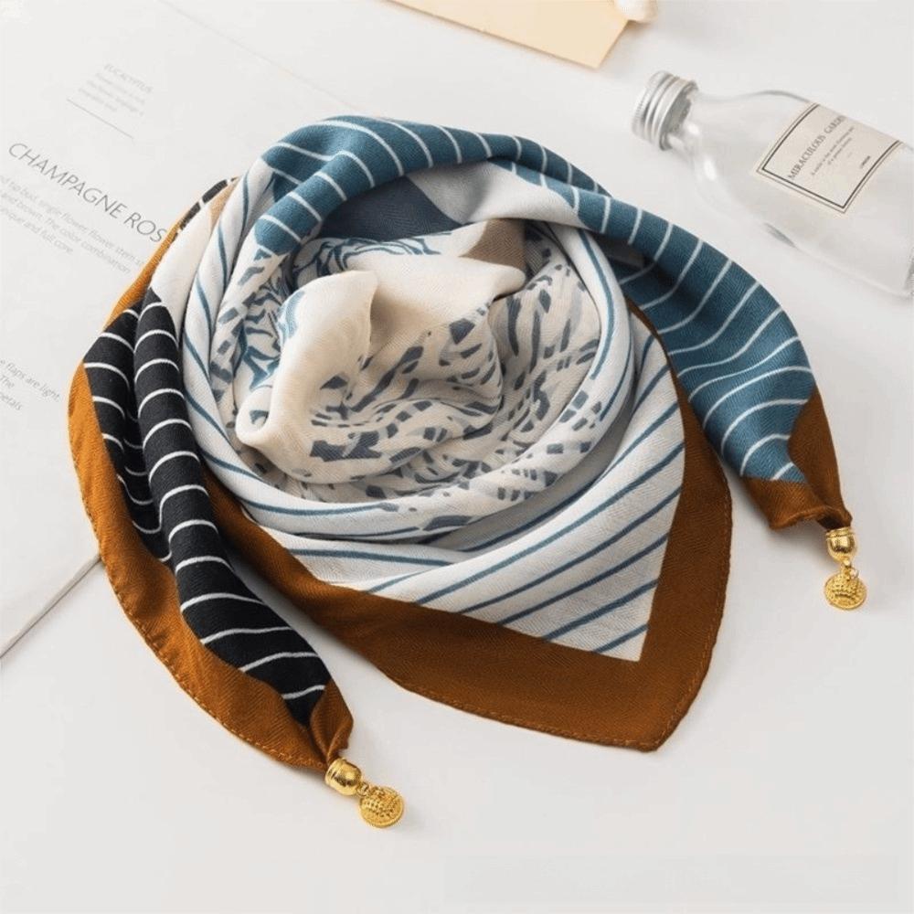 Magnetic Buckle Cotton Square Scarf Soft Cotton Hijab Wraps Fashion Headwear Soft Shawl Girl Women