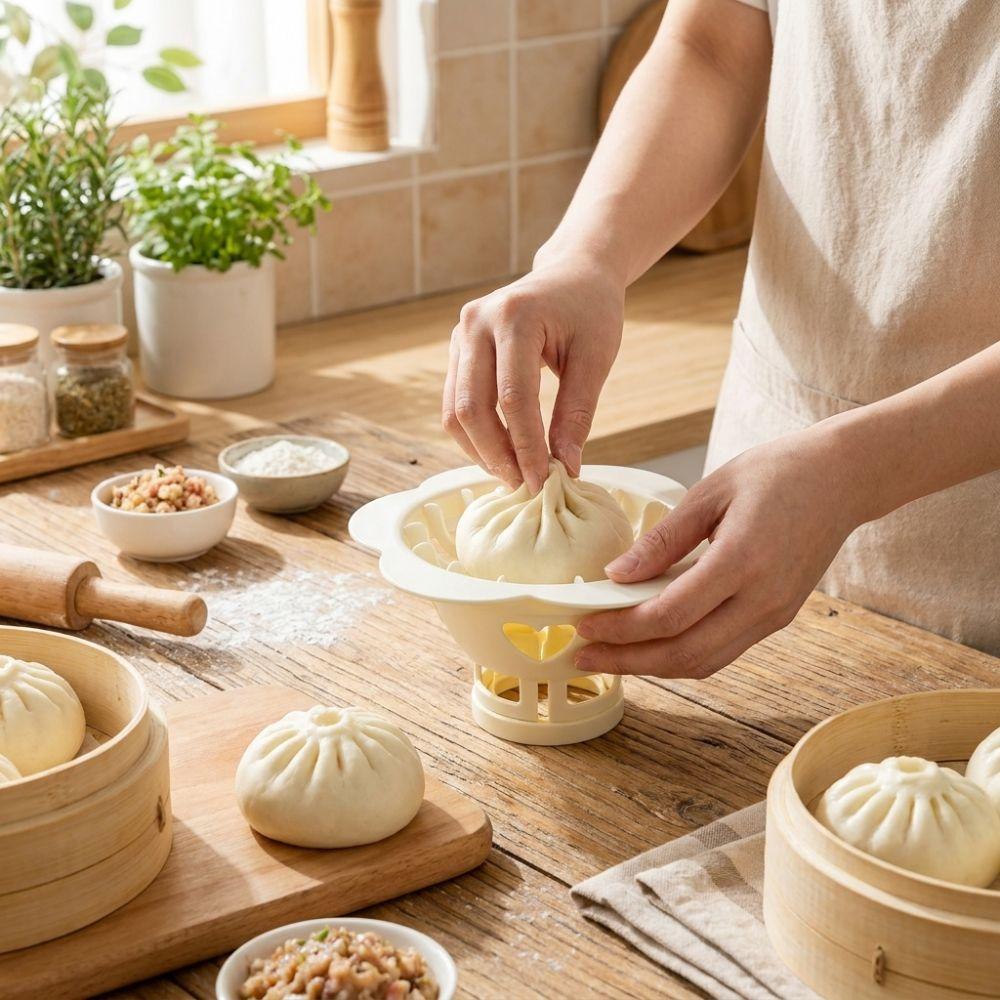 Non-stick Baozi Maker Mold Plastic DIY Pastry Press Flower Dumpling Mold Breakfast Bun Making