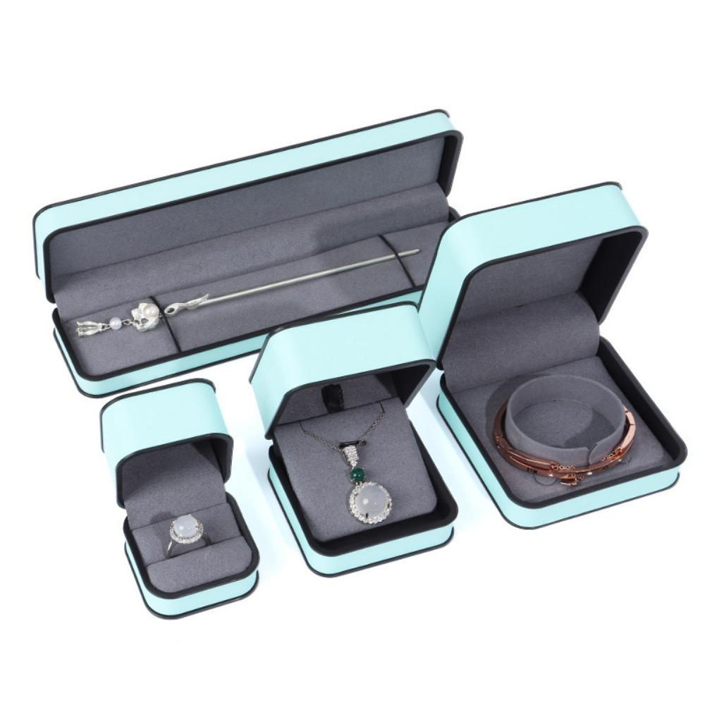 Black Edge PU Jewelry Box Round Corner Jewelry Display Box Modern Ring Gift Box  Wedding