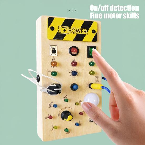 Светодиодный выключатель света, игровая доска для малышей, выключатель света, управление, деревянная доска, мелкая моторика, образовательная обучающая деятельность, игровая доска, игрушка