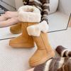 Women's Thick-soled Winter Furry Mouth Lightweight Warm Anti-cold Padded Snow Boots Non-slip Wear Casual Sneakers Long Cotton Boots