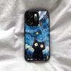Чехол для OPPO Reno14 F 5G Аниме Черный Кот Звездное Облако Печать Чехол для Телефона Акриловая Жесткая Задняя Панель С Гибким Краем из ТПУ