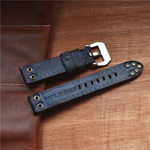 Ремешок для часов ручной работы, винтажные ремешки из натуральной кожи, красный/зеленый/черный/желтый ремешок для часов, ремешок для ремня Panerai, пряжка с резьбой 18 20 22 24 мм