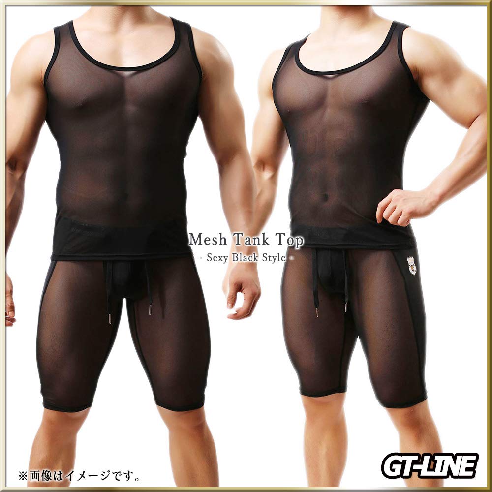 Transparent Tank Faux GTLINE Favolic [GTLINE] Top, Mesh, V-Neck, Sheer, Men's, Translucent, Leather, Adults, Underwear, Leather, Cosplay, Macho,