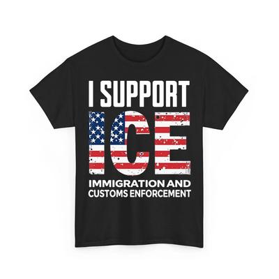 Футболка ICE Support Патриотическая футболка Топ с американским флагом Футболка Таможенной и пограничной службы США Унисекс футболка