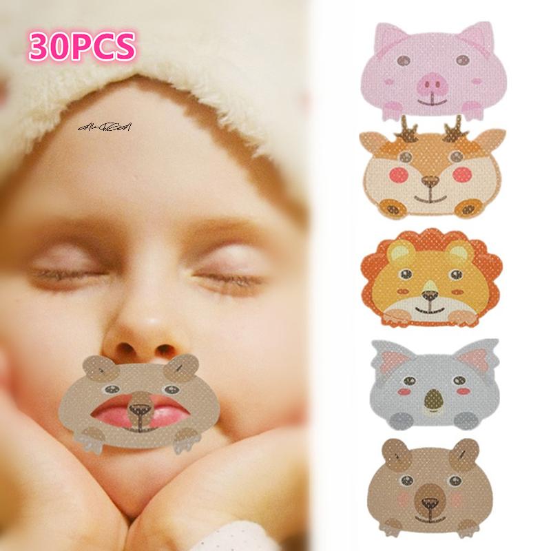 30Pcs Cartoon Anti-Snoring Stickers for Kids Sleeping Closed-Mouth Breathing Correction Nose Shaping Orthosis Tape 'Shut Up'