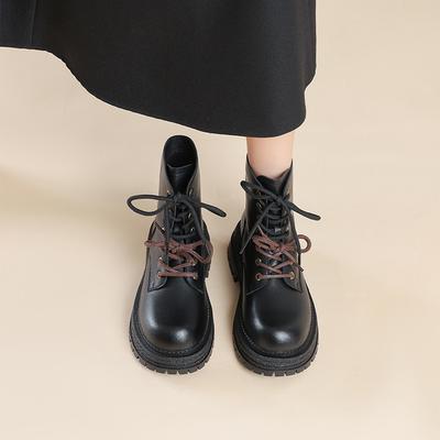 Остин ботинки мартин женские 2025 новая осень черные платформа британский стиль короткие ботинки толстый каблук средние мотоциклетные ботинки