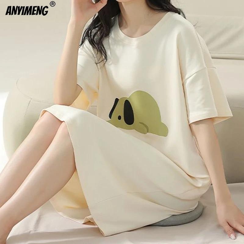 Plus Size Summer Women Nightgown Brand New Anti-bacterial HQ Nightdress Short Sleeves Sleepshirt Casual Dress