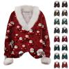 Women's Long Sleeve Christmas Snowman Print Plush Collar V-Neck Pullover Top