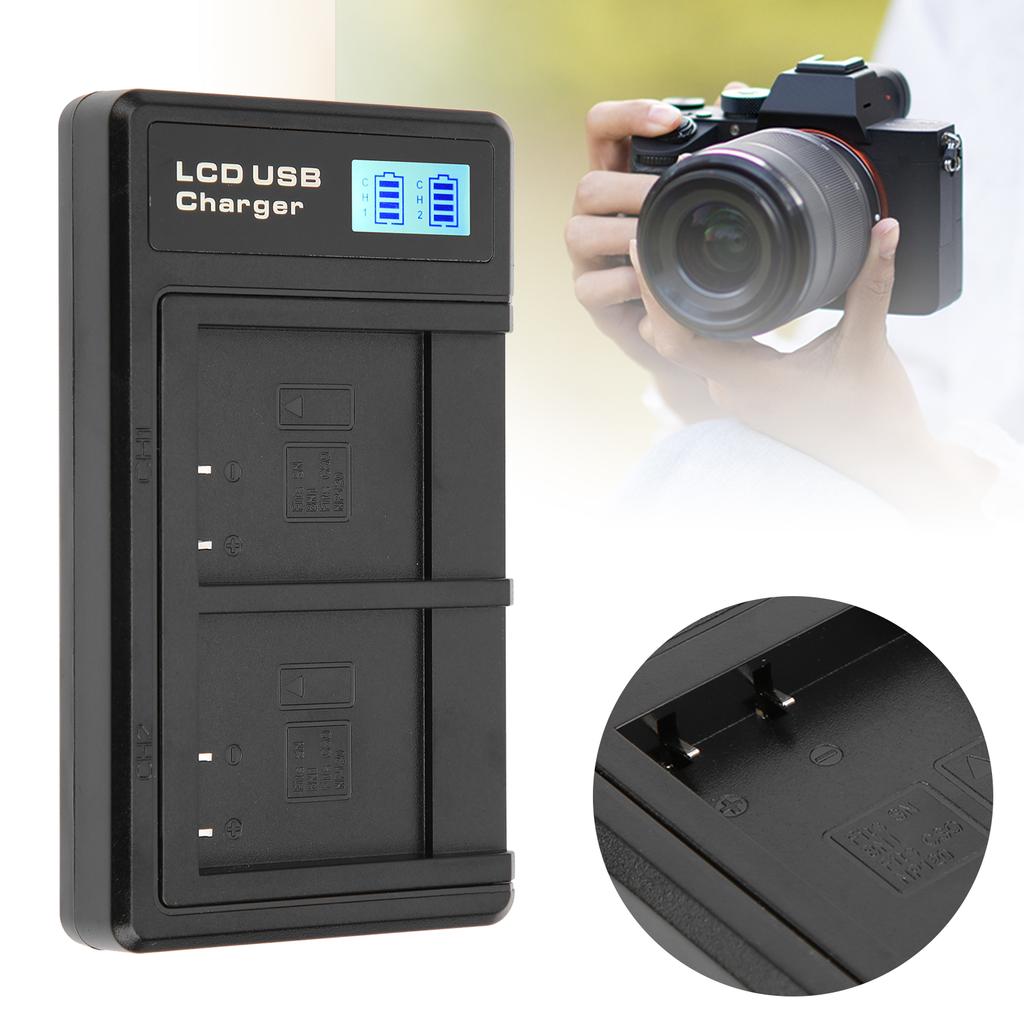 Portable Camera Battery Charger for NPBN1 USB Camera Dual Charger with LCD Display