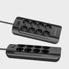 Умная розетка, кабель 2 м, 8 розеток, 4 USB-порта для быстрой зарядки — черная розетка
