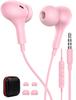 Wired with Remote Compatible with Earphone Heavy Magnetic Volume for Pink Earphones, Earphones, Microphone, Control, iPhone/iPad, iPod, PC, Android,