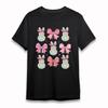 Women's Plus Size Soft Trend Comfortable T-Shirt Colorful Bunny Bow Pattern Tee