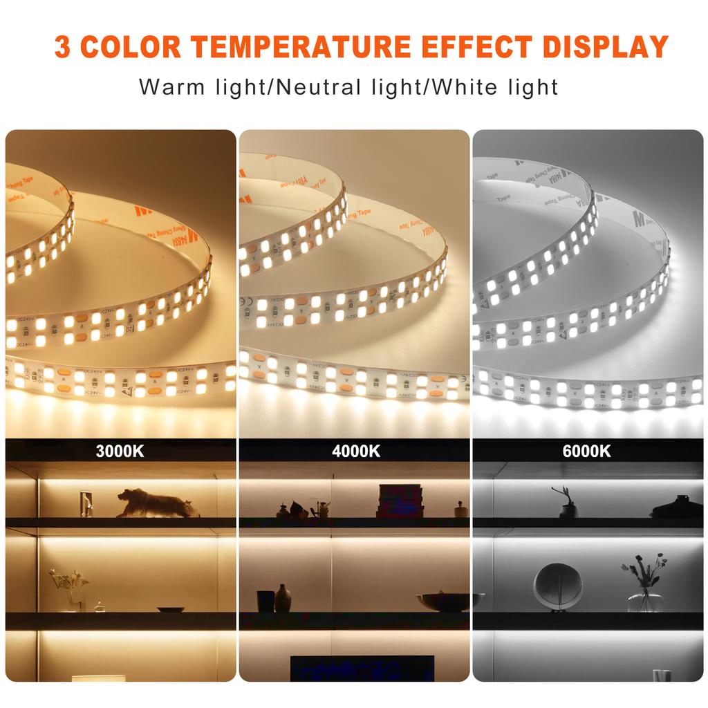 5M 10M RA98 LED Strip Light DC 12V 24V 120 180 240 LEDs/M Flex Ribbon Adhesive Tape 3000K 4000K 6000K High CRI Linear Lighting