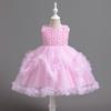 Girls Dresses Flower Pom Pom Princess Dresses Runway Wedding Banquet Host Gowns Dresses Party and Banquet Dresses