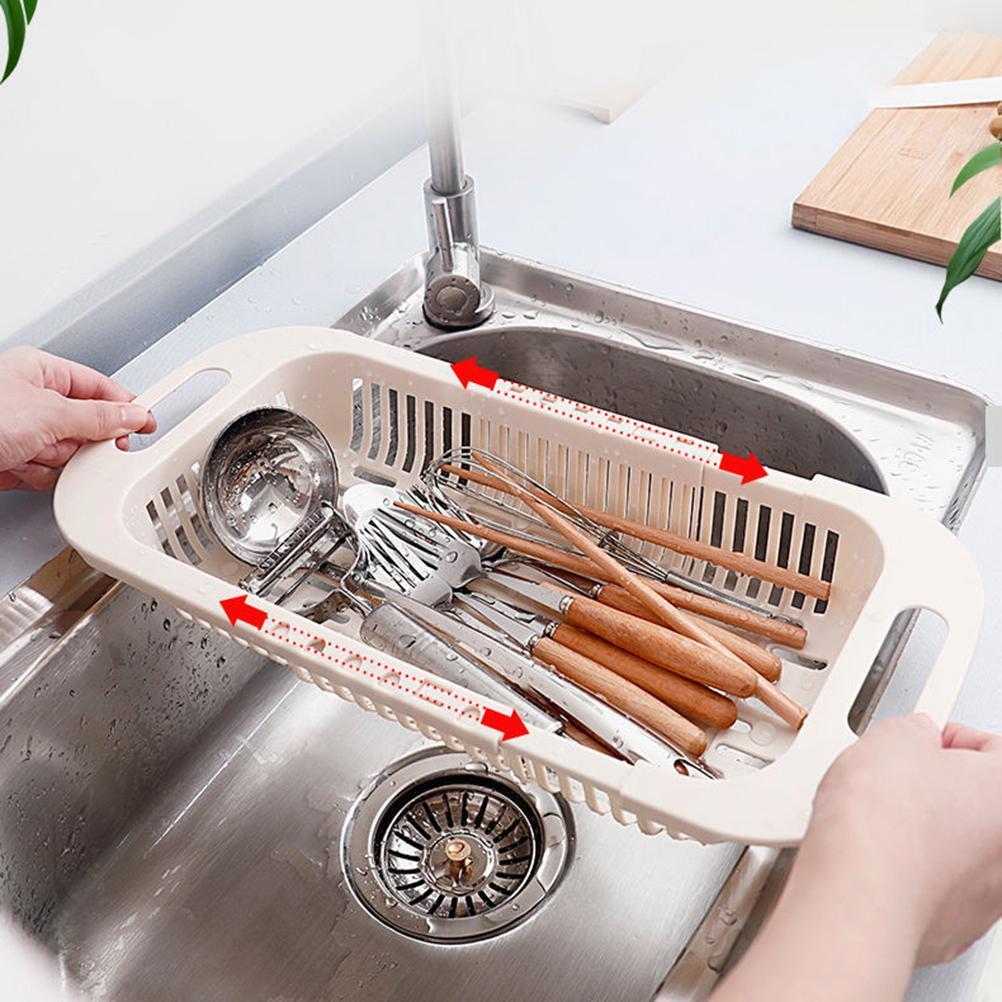 Выдвижная корзина для слива кухонной раковины Пластиковая подставка для посуды Корзина для фильтра раковины Корзина для фруктов и овощей
