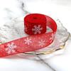 Snowflake Printed Organza  Tape Red Satin Ribbon  Christmas Decoration