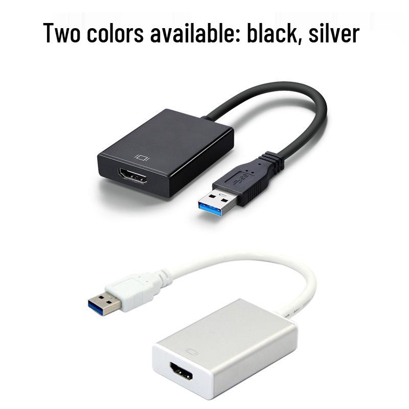 Адаптер USB 3.0 к HDMI: Не требующий драйверов, Серебристый/Черный, Конвертация HD-видео для ноутбуков