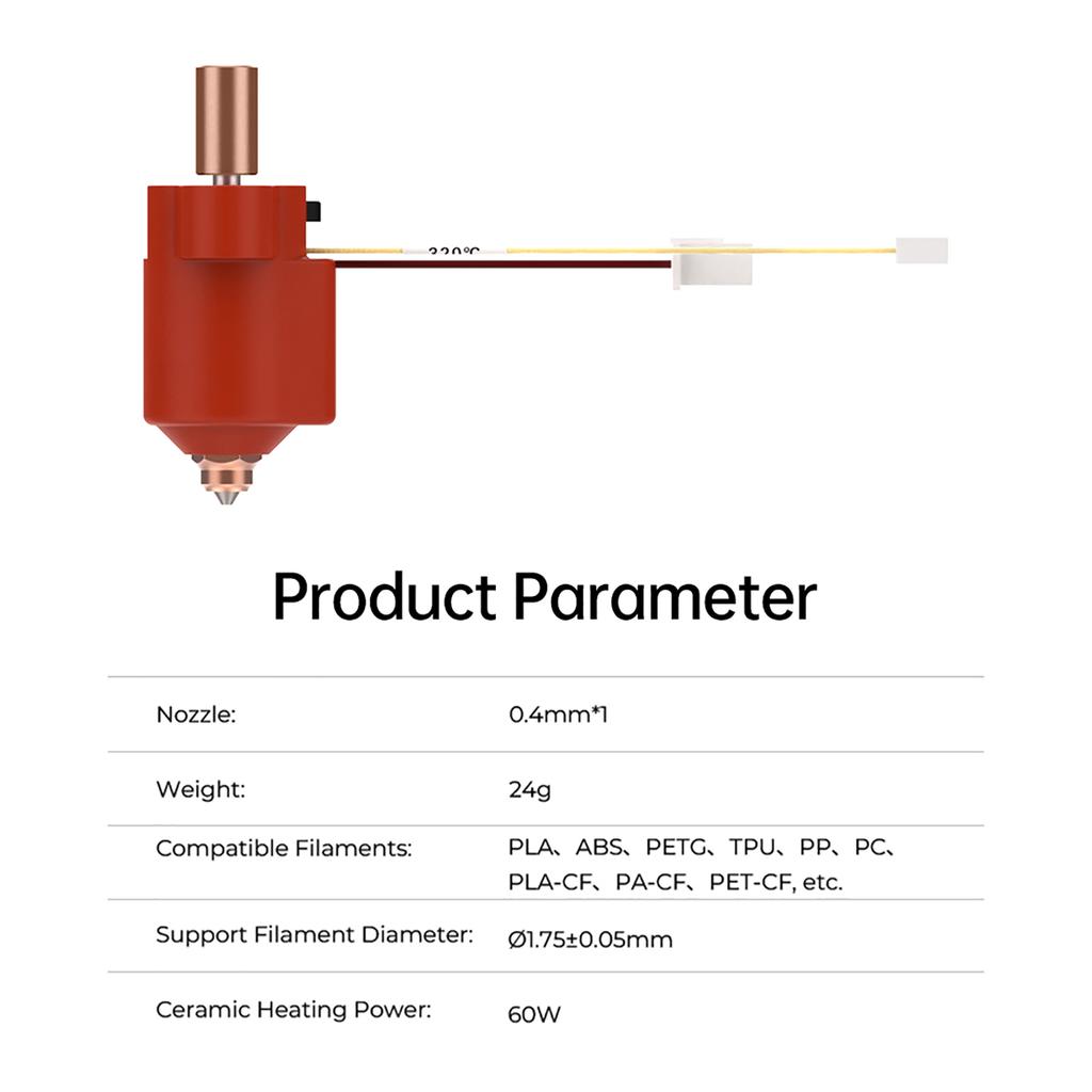 Комплект керамического нагревательного блока Creality K1 Max с керамической нагревательной мощностью 60 Вт, отличной теплопроводностью и плавной подачей филамента