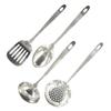 Set of 4 Stainless Steel Kitchen Utensils Ladle Openwork Spatula Spoon and Skimmer