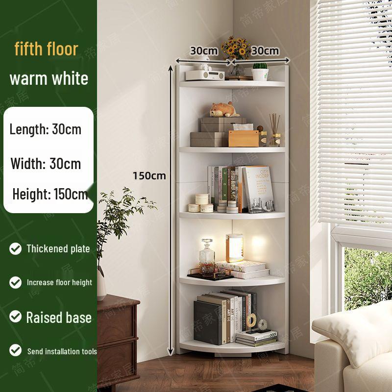 Triangular Corner Shelf and Storage Cabinet for Living Room or Desk Side