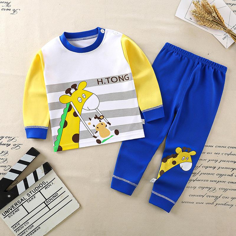 Winter Kids Long Sleeve O Neck T Shirt Pants Set Casual Baggy 2pcs Suit Cotton Cartoon Printes Outfit