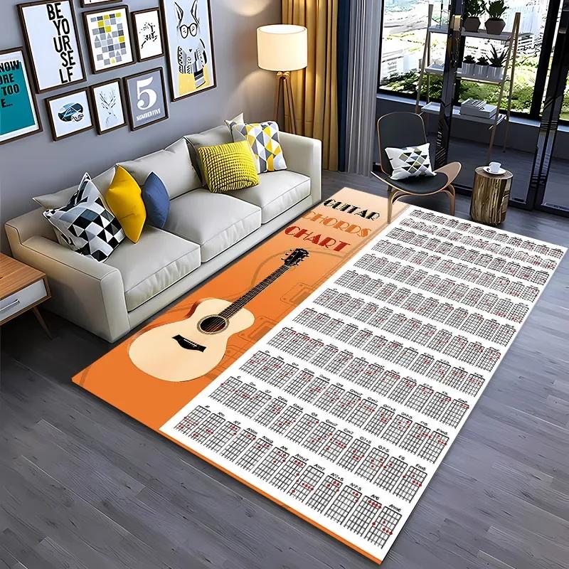 3D-коврик с базовой теорией гитарных аккордов, коврик для пианино, коврик для гостиной, коврик для спальни, коврик для дивана, придверный коврик, детский нескользящий напольный коврик