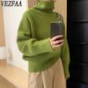 Women's Fashion Casual Fall Winter Solid Color Print Long Sleeve High Neck Sweaters