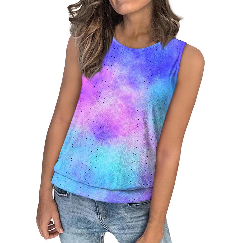 Women's Loose Fashion Casual Print Crew-neck Sleeveless Summer Vest