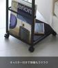 Yamazaki Jitsugyo 7156 Side Table Wagon Черный Приблизительно. Ш27,5 x Г32 x В55 см Башня с роликами Подставка для журналов Кейс для аксессуаров