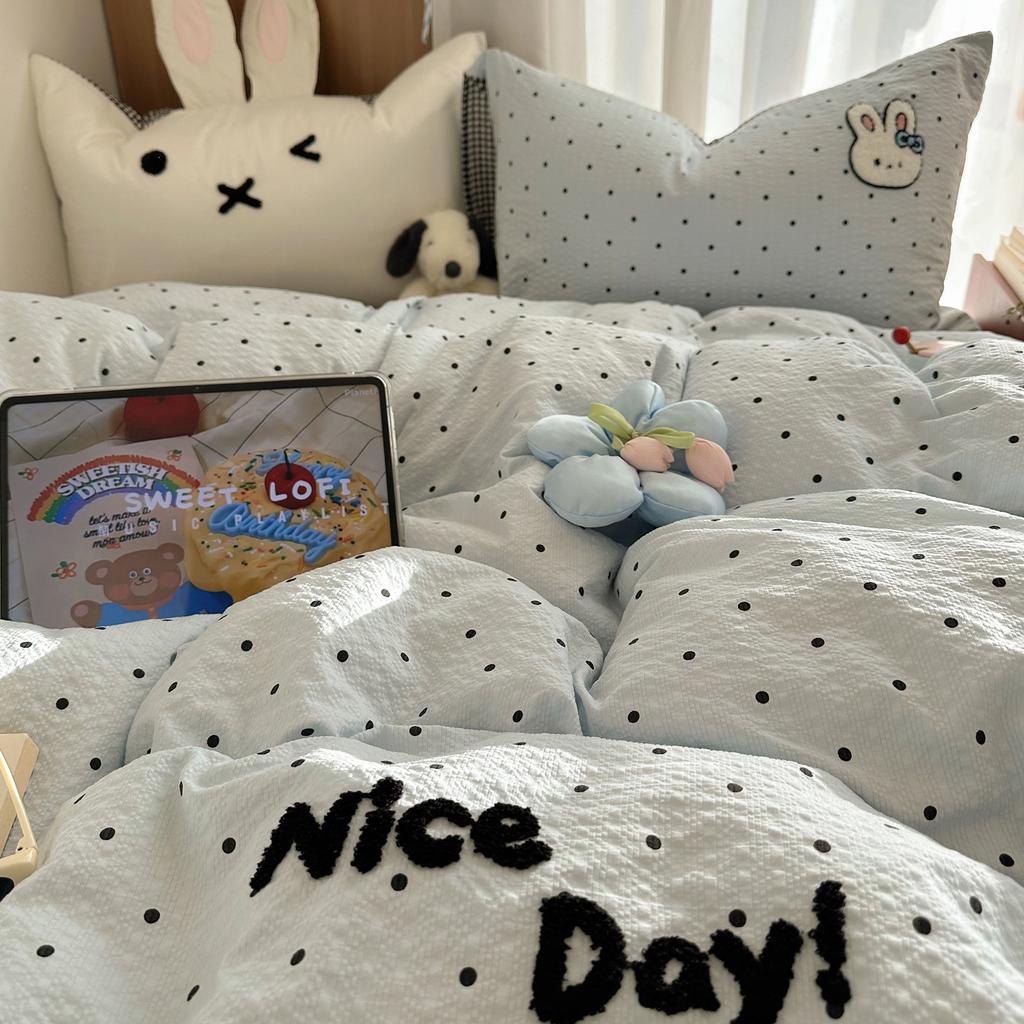 Class A Puff Cotton Towel Embroidery Bed, Quilt Cover Student Dormitory Sheet, Bedding 4