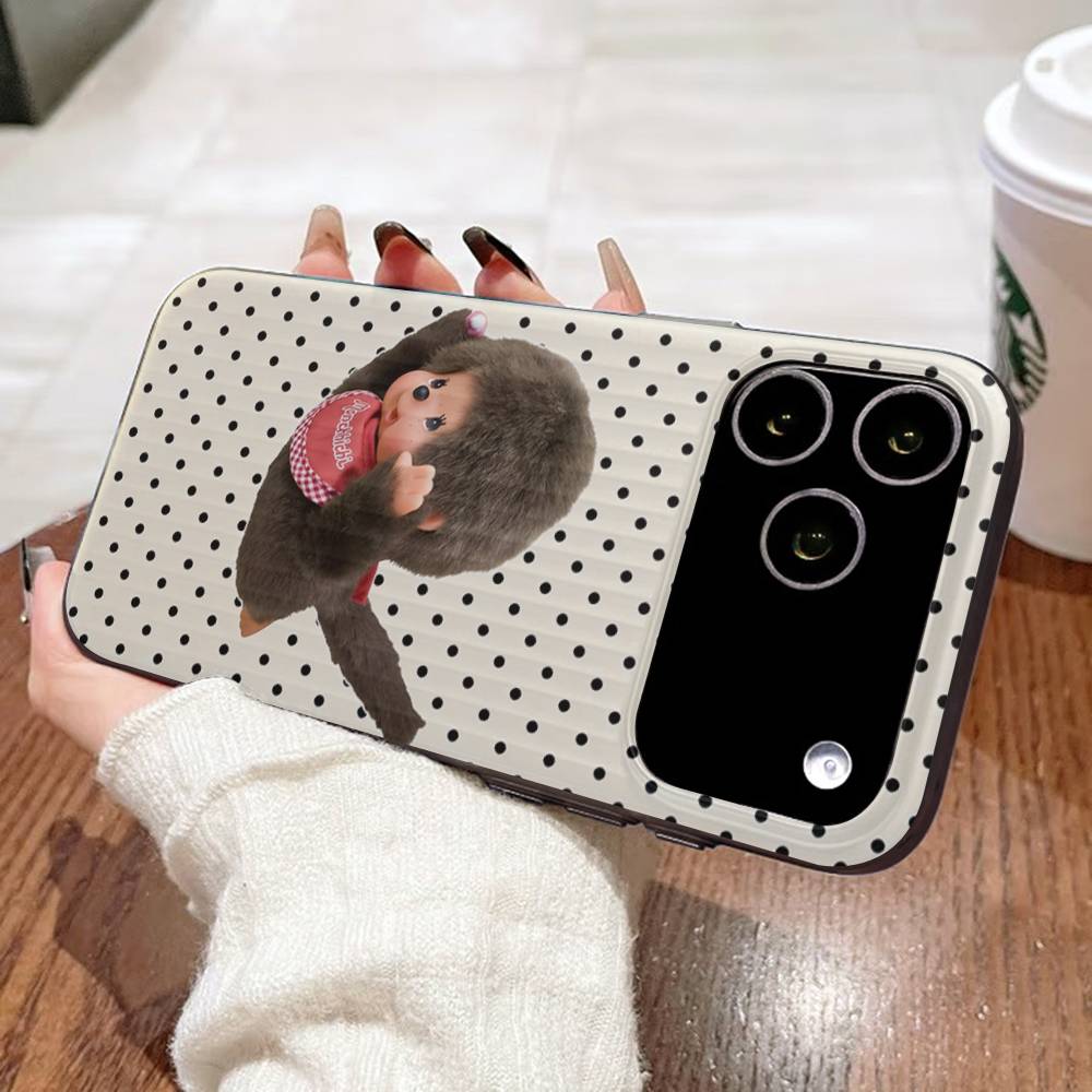 Cute M-monchhichis-s For IPhone 17 16 15 11 12 13 14 Pro Max Plus Pro Corrugated Translucent Back Phone Cover