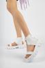 Women's Casual Sandals 6144 White High Sole Lace Up Summer Shoes