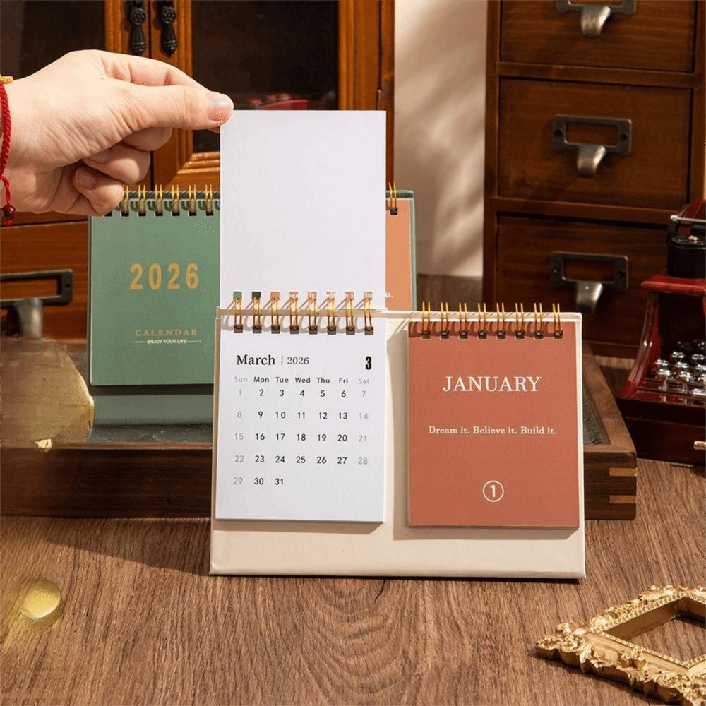 Minimalist Design 2026 Desktop Calendar Spiral Binding Memo Calendar Checklist Planner Office Use