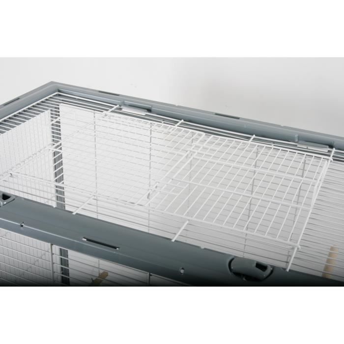 Cage surélevée Néo Jili pour oiseaux - ZOLUX - L 78 x P 47,5 x H 112 cm - Gris