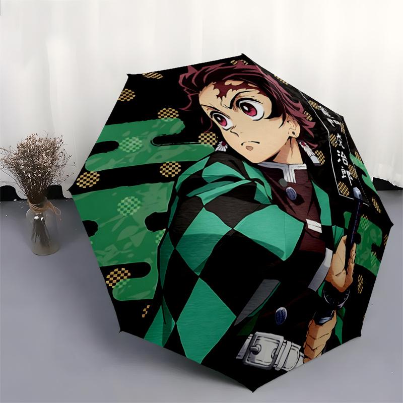 1pc Demon Slayer Tanjiro Kamado Automatic Opening and Closing Folding - A Good Choice for Gifts, Fashionable and Convenient Umbrella With Cu