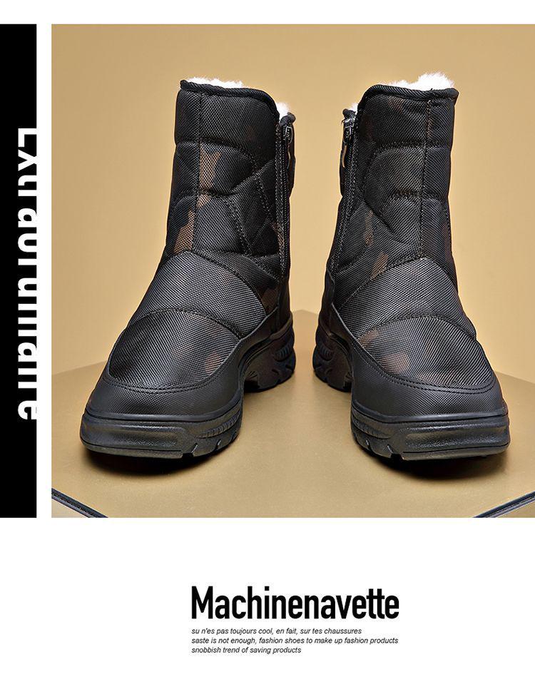 Мужские черные высокие зимние сноубутсы - Утепленные, Нескользящие, Теплый хлопок, На молнии