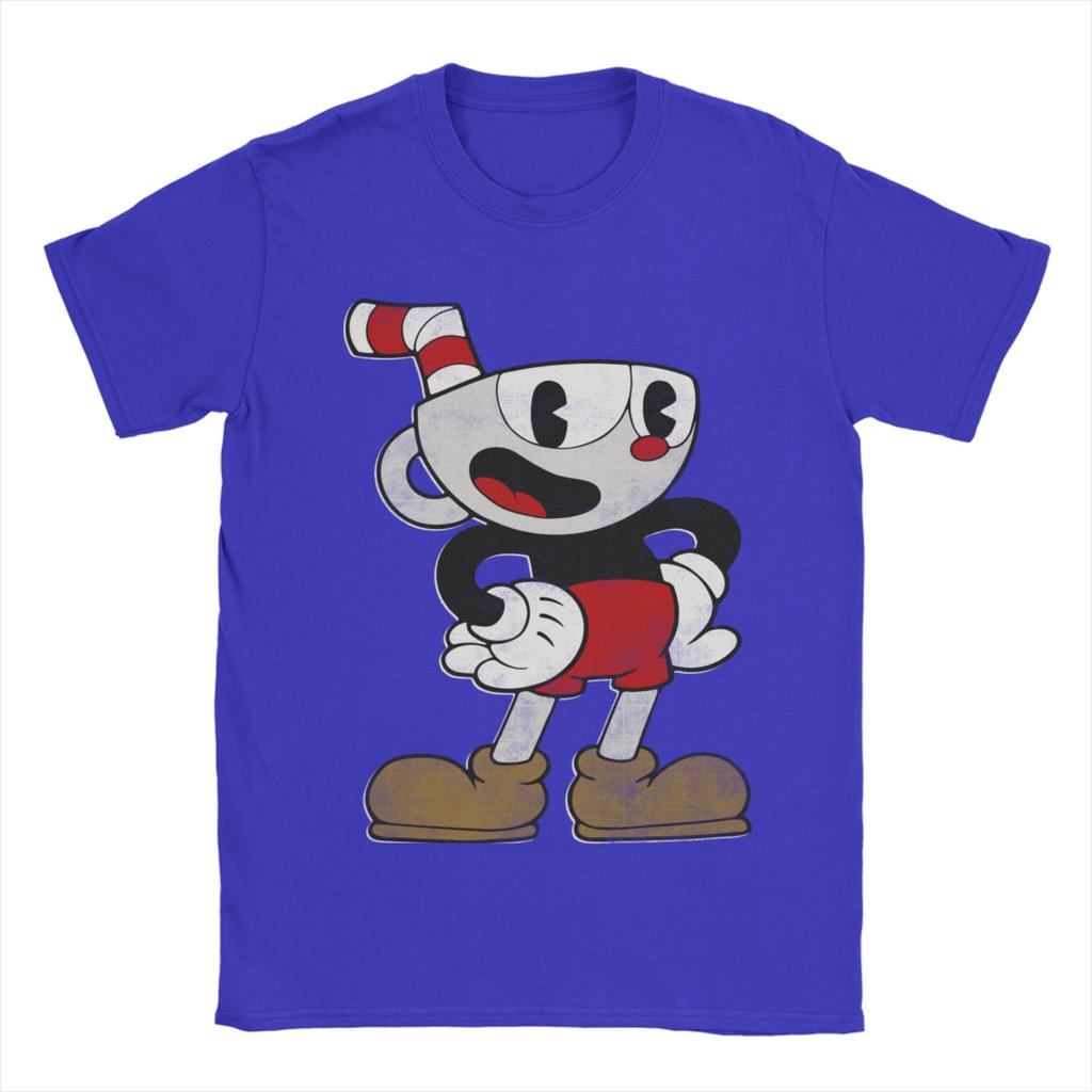 Футболка Cuphead для мужчин 100% хлопок Винтажные футболки С круглым вырезом Футболка с коротким рукавом Одежда 4XL 5XL