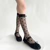 Black White Nylon Long Socks Stockings Women Ultra-thin Transparent Polka Dot Crystal Silk Socks Cute Bow Sweet Girls Knee Socks