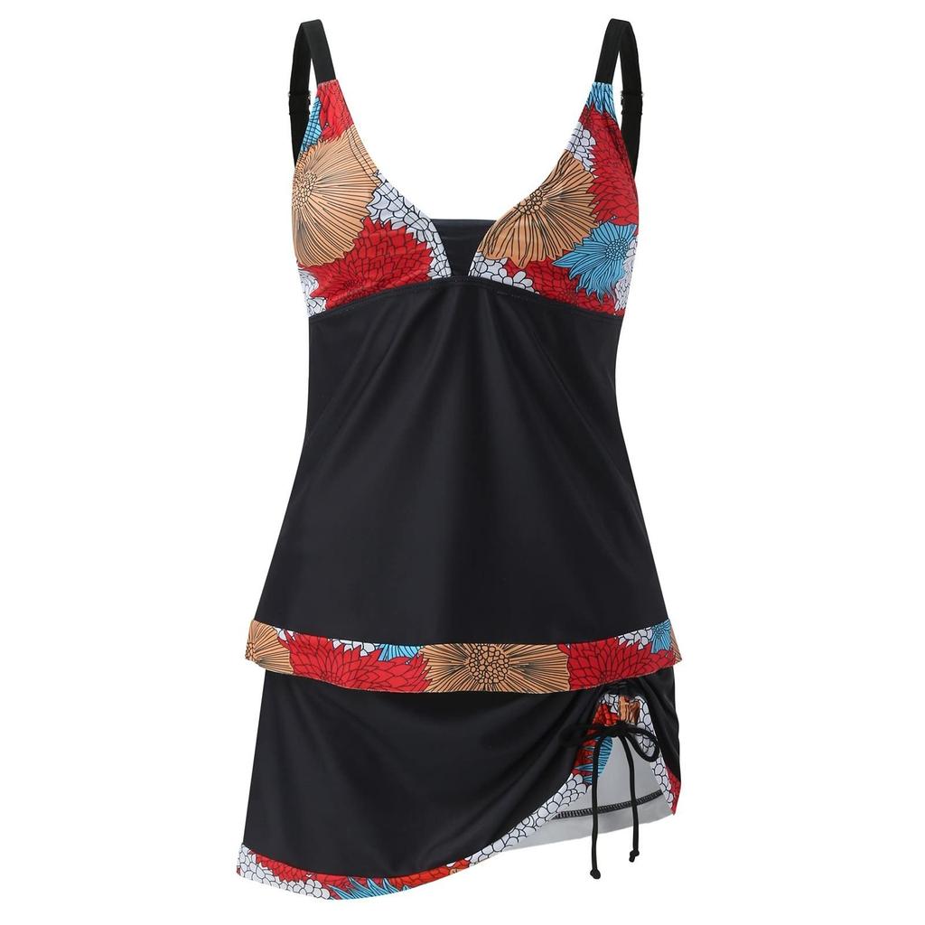 Женский купальник с принтом и разделенным плоским углом, большой купальник, купальный костюм