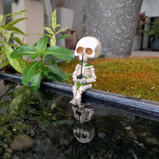1/3Pcs Outdoor Garden Halloween Skeleton Ornament Creative Entry Courtyard Landscaping Fishing Skeleton Resin Figure Balcony Decoration