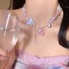 Y2K Сердце Бабочка Подвеска Чокер Ожерелье Цветной Бисер Ключичная Цепочка Для Женщин Девочек Панк Милая Эстетическая Украшения Для Вечеринки