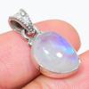 Подвеска из чистого серебра 925 пробы с натуральным радужным лунным камнем 1 дюйм b5r94