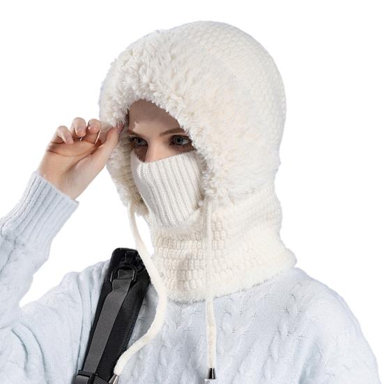 Зимняя велосипедная шапка со встроенным защитным экраном для лица и утеплителем для шеи, ветрозащитный толстый плюшевый шарф с полной защитой для улицы, головной убор для холодной погоды