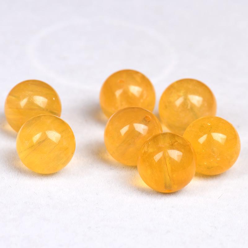 Натуральный цитрин и матовые бусины из флюорита для изготовления украшений своими руками - Желтый цвет "заячьего волоса", Круглые рассыпные бусины для аксессуаров