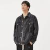 American Retro Denim Jacket Men'S Loose Large Size Trendy Men'S Black Tooling Jacket Top Trendy