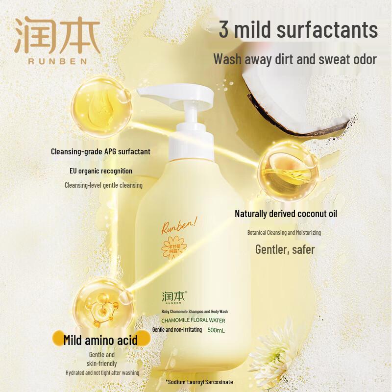 RUNBEN Серия пенящихся средств для мытья волос и тела для малышей и детей